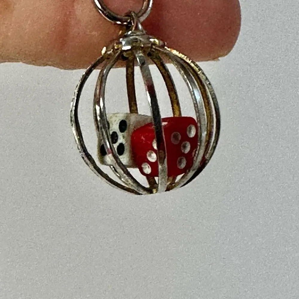Vintage caged dice pendant necklace vintage caged